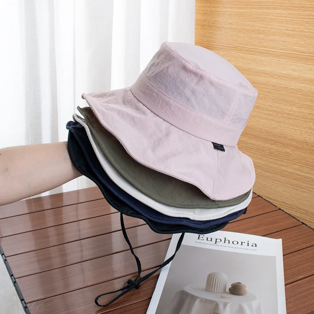 Custom Logo Quick Dry Bucket Hat with Windproof String UV Protection Outdoor Sun Cap for Men Women Beach Fishing Hiking