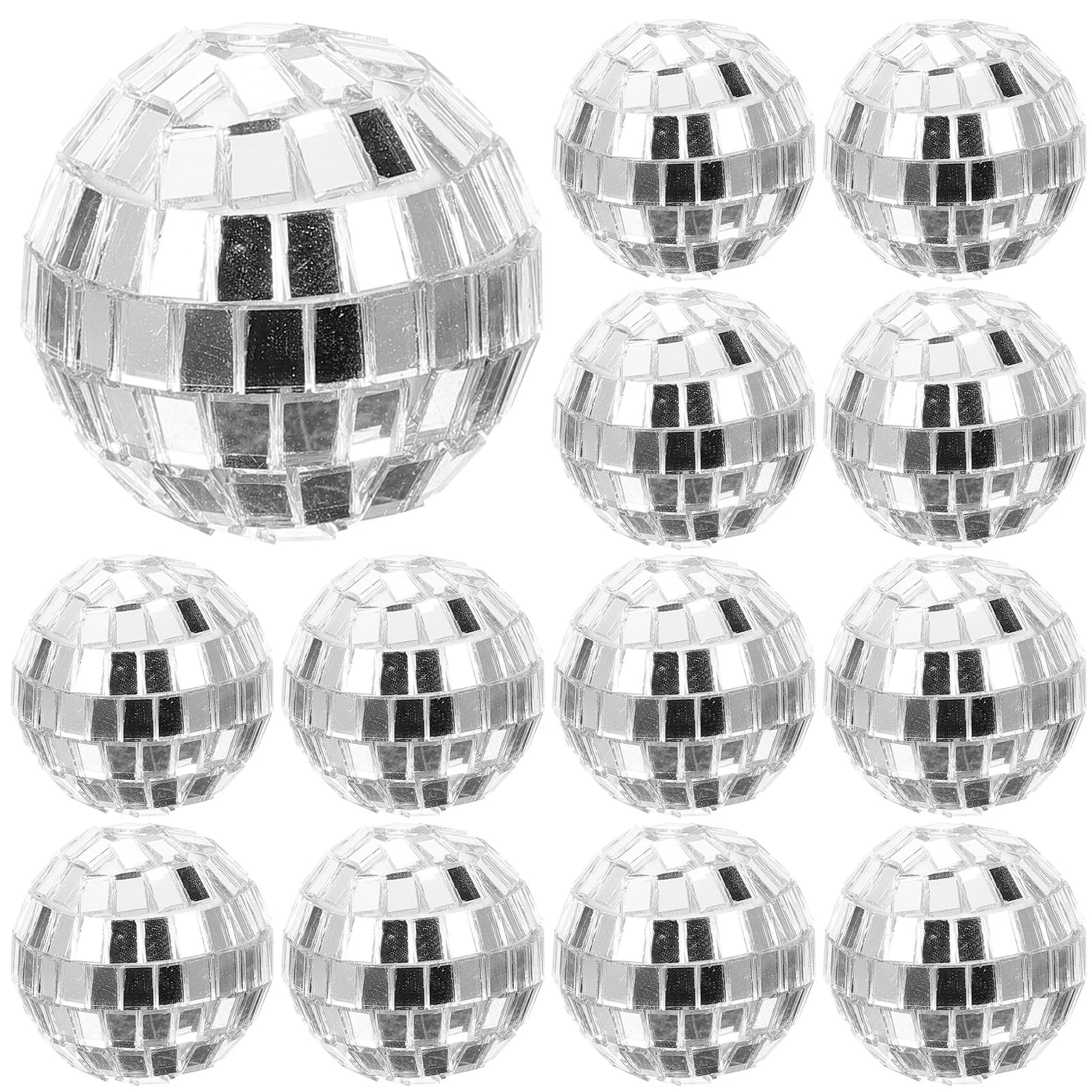 

12 Pcs Silver Glasses Disco Mirror Ball Party Decoration Mini Hanging Ornament for Balls