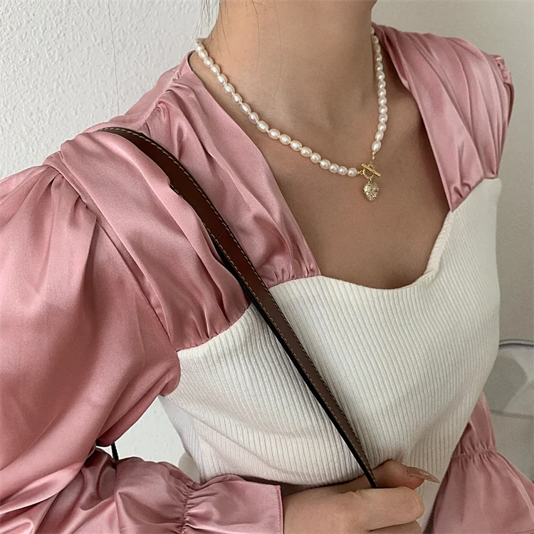 Real Natural Pear AAA Zricon Heart OT Chain l Necklace Women Jewelry Punk Designer Runway Rare Simply Gown Boho Japan Korean image 5