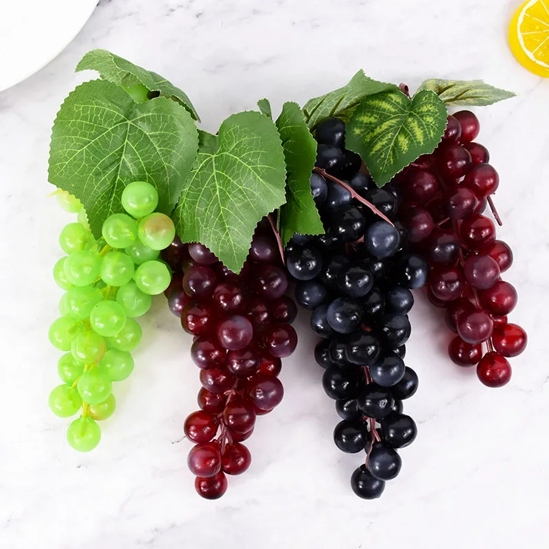 26/60 Heads Green Purple Black Hanging Artificial Grapes Plastic Fake Fruits Home Garden Decoration Christmas Wedding Supplies