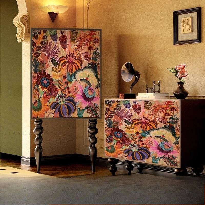 

Dopamine painted solid wood tall cabinet household American bedroom bedside storage cabinet