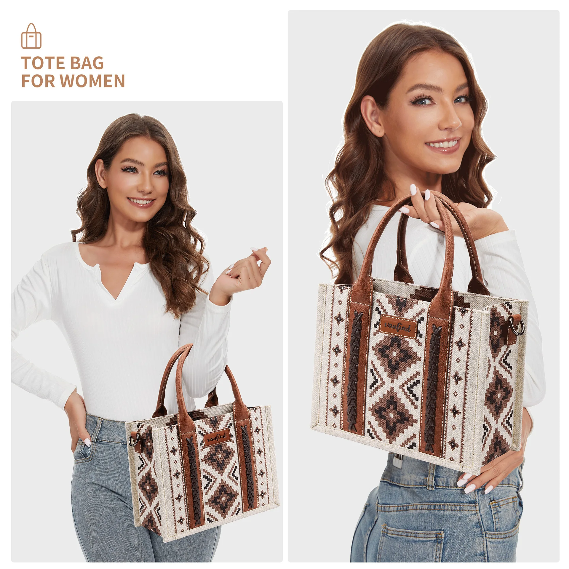 Tote Bag Western Purses for Women Shoulder Boho Aztec Big Capacity Luxury Retro Handbags