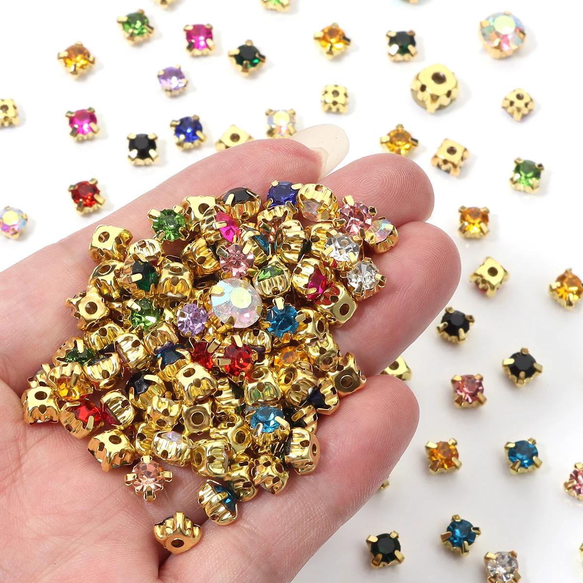 50/100pcs SS25-SS40 Crystal Glass Stones Gold Claw Cup Rhinestones Strass Stones And Crystals Sewing Rhinestones For Clothes DIY