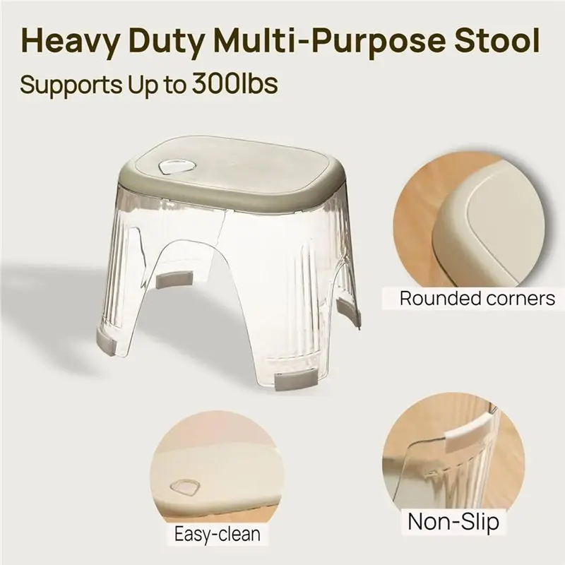 A56P-Acrylic For Inside Shower Stool Waterproof-Clear Shower Foot Rest For Shaving Legs, Corner Step Foot Stool For Bathing Area image 2