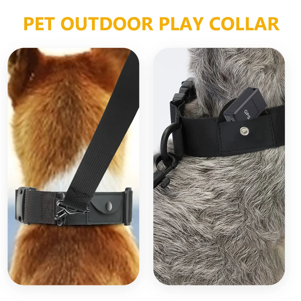 

2Pcs Adjustable Pet Locating Collar Anti-Lost Dog Collar Wear-Resistant Scratch-Resistant D-Ring Design Black Dog Collars