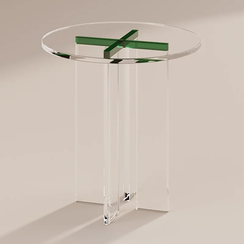 

Transparent Acrylic Side Tables Minimalist Decor Accent Table Aesthetics Sofa End Table Space-Saving Tea Stand for Bay Window