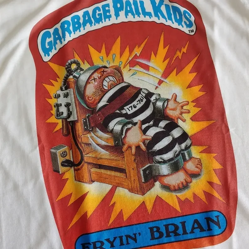 New Garbage Pail Kids T-Shirt FRYIN' BRIAN Series 1 Card 4a gpk Card vintage cards Bryan electric chair Pick Size S - 2XL