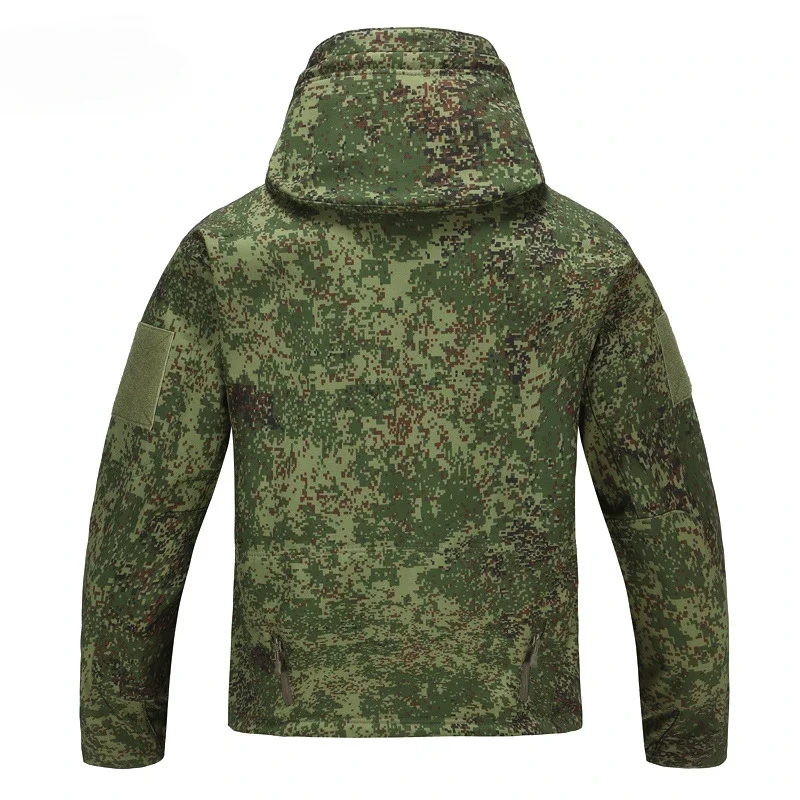 Mens Waterproof Windproof Training Set Hooded Soft Shell Russian Camouflage Clothingof Multi Pocket Work Pants 2-piece Set