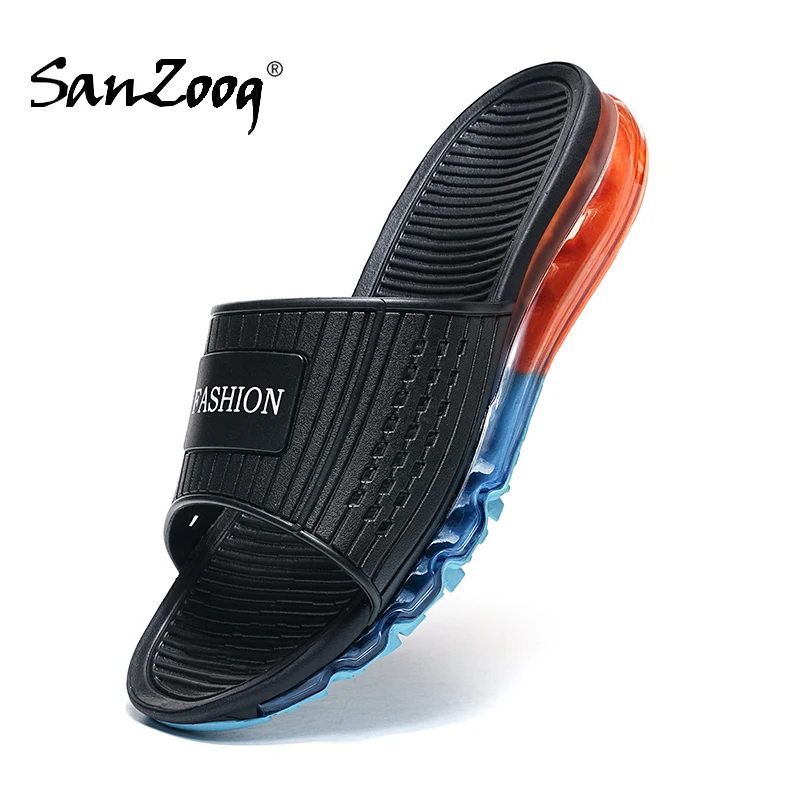 Sanzoog Men Air Cushion Slippers Beach Designer Slides Summer Fashion Shoes Outdoor Indoor Home House Shoes 2022 New Brand