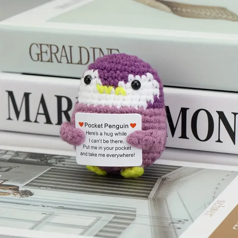 Handmade Crochet Penguin Doll with Inspirational Card - Perfect Gift for Birthdays, Christmas, Encouragement Celebrates