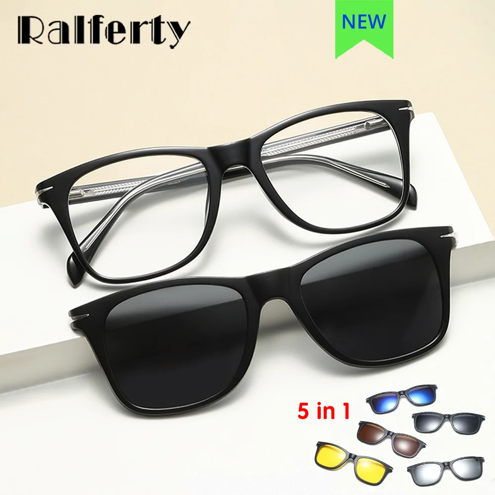 Ralferty 5 In 1 Magnet Clear Sunglasses Woman Eyeglasses Frame Women 2025 Night Vision Glasses Outdoor Prescription Grade Frame