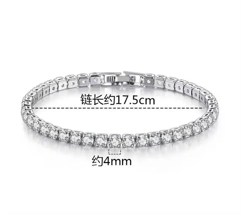 2mm 3mm Moissanite Tennis Bracelet for Women Men 100% 925 Sterling Silver Original Certified Plated 18K White Gold Bracelets