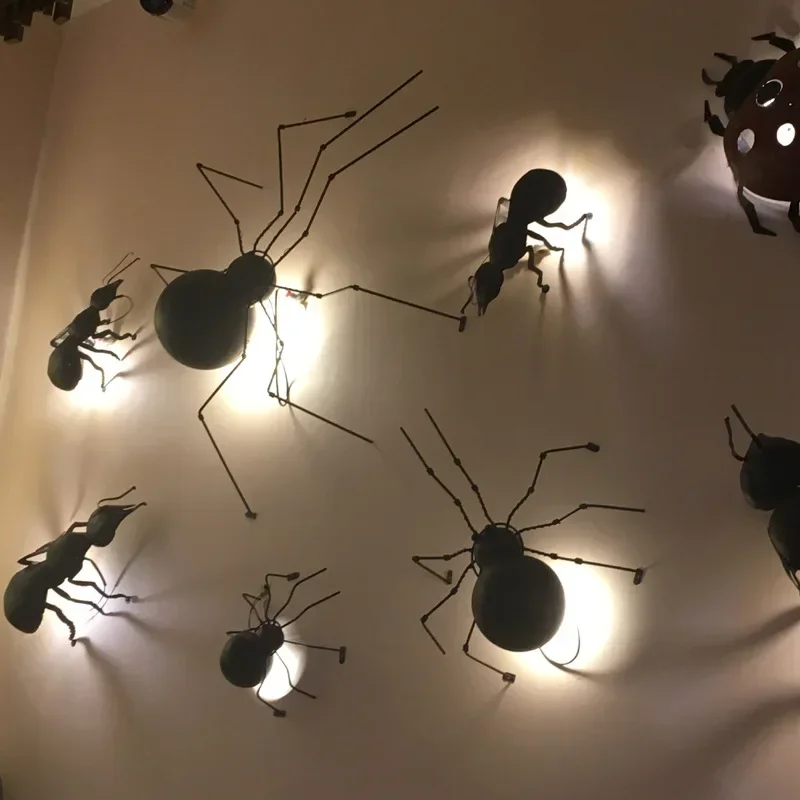 الرياح الصناعية العنكبوت النمل الجدار مصباح غرفة الطفل الحيوان هالوين شرفة الفنية الجدار مصباح الإبداعية لوميناريا ديكو مصباح