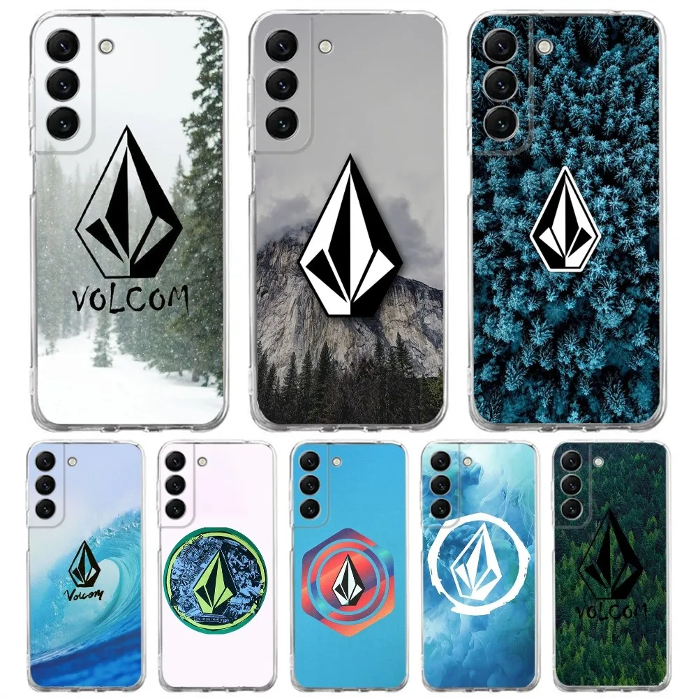 L-Luxury V-VOLCOM-S Sport Style Phone Case Silicone For Samsung S30,S23,21,22,20 Ultra,FE lite,10,9,PIus Note20ultra Cover Clear