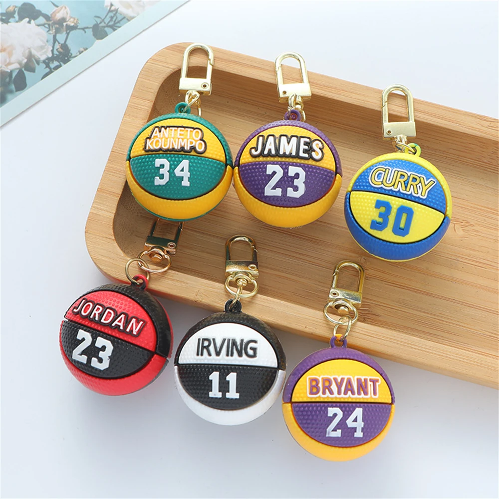 Mini Basketball Pendant Keychain Sporty Style Keyring for Women Men Car Key Holder Handbag Accessories Fans' Souvenir Gift