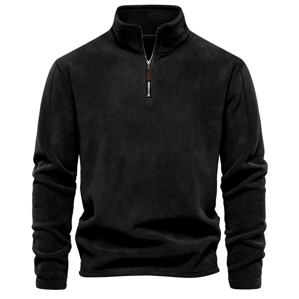 Men's fall stand-up collar half-zip long-sleeved pullover, soft and comfortable without balling, suitable for daily casual wear。