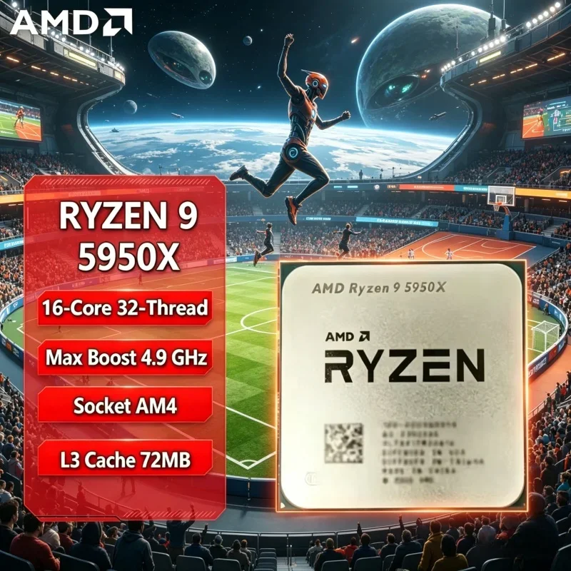 

Elite Flagship 2026 AMD Ryzen 9 5950X 16-Core 32-Thread 4.9GHz AM4 105W DDR4 Desktop Gaming CPU No Cooler