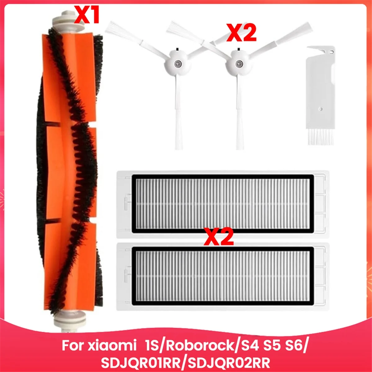 For Xiaomi 1S, Roborock Vacuum S4 S5 S6, SDJQR01RR, SDJQR02RR Replacement Parts Main Side Brush HEPA Filter