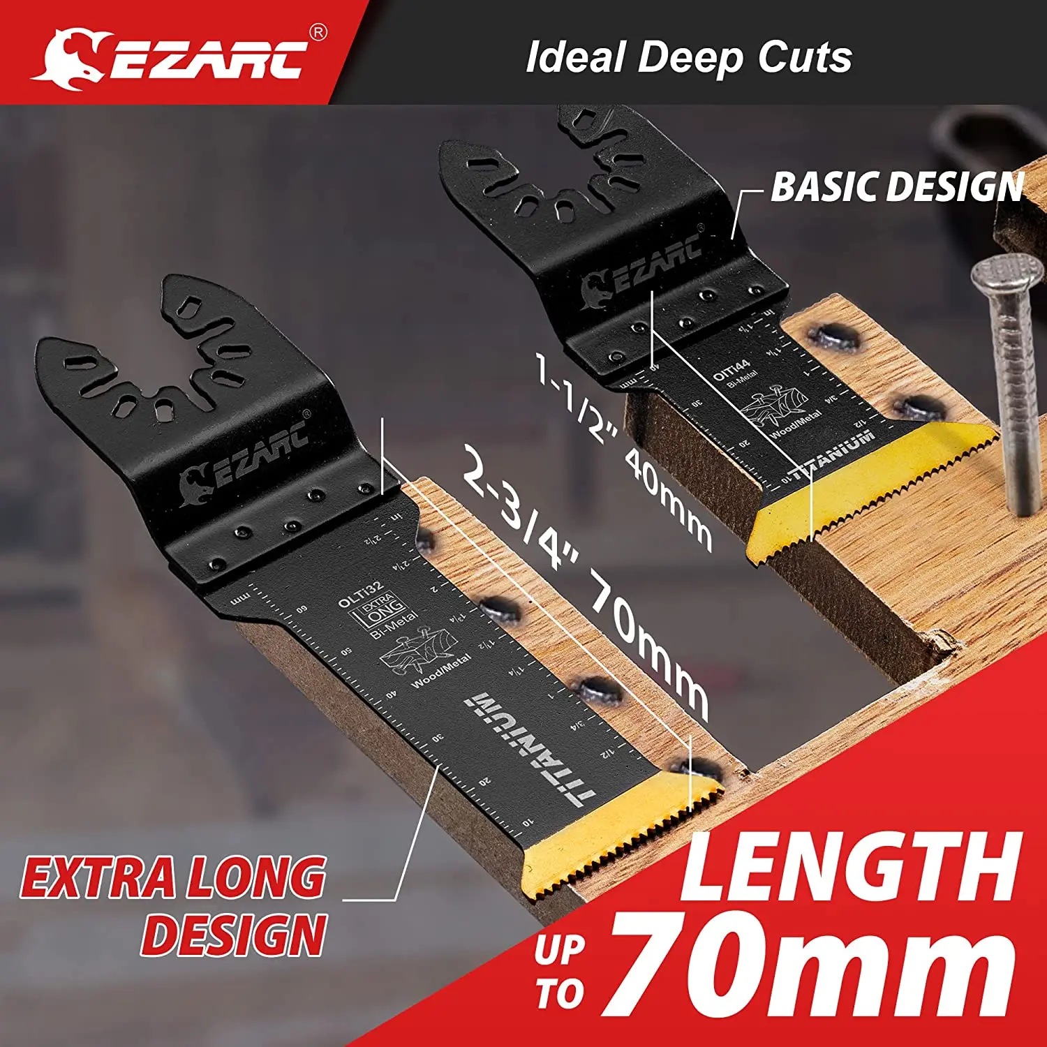 EZARC 4Pcs Kit di lame per seghe oscillanti in titanio, lame multiutensile per taglio a tuffo per viti per chiodi in metallo, taglio a filo universale