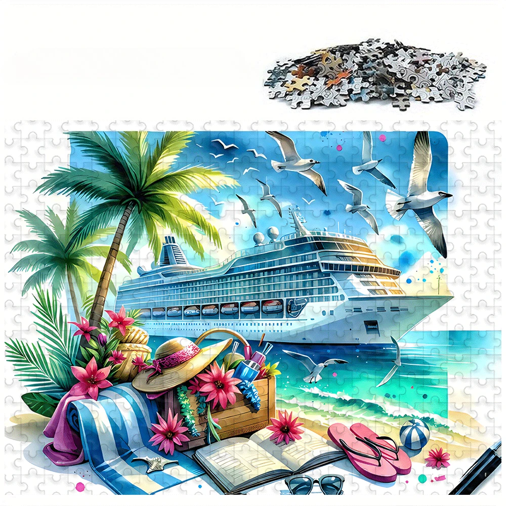 500/1000/1200/2000Pcs Jigsaw Puzzle - Antique Room, Country Cottage, Birdhouse Garden & Cruise Ship Themes, Adult Gift Toy