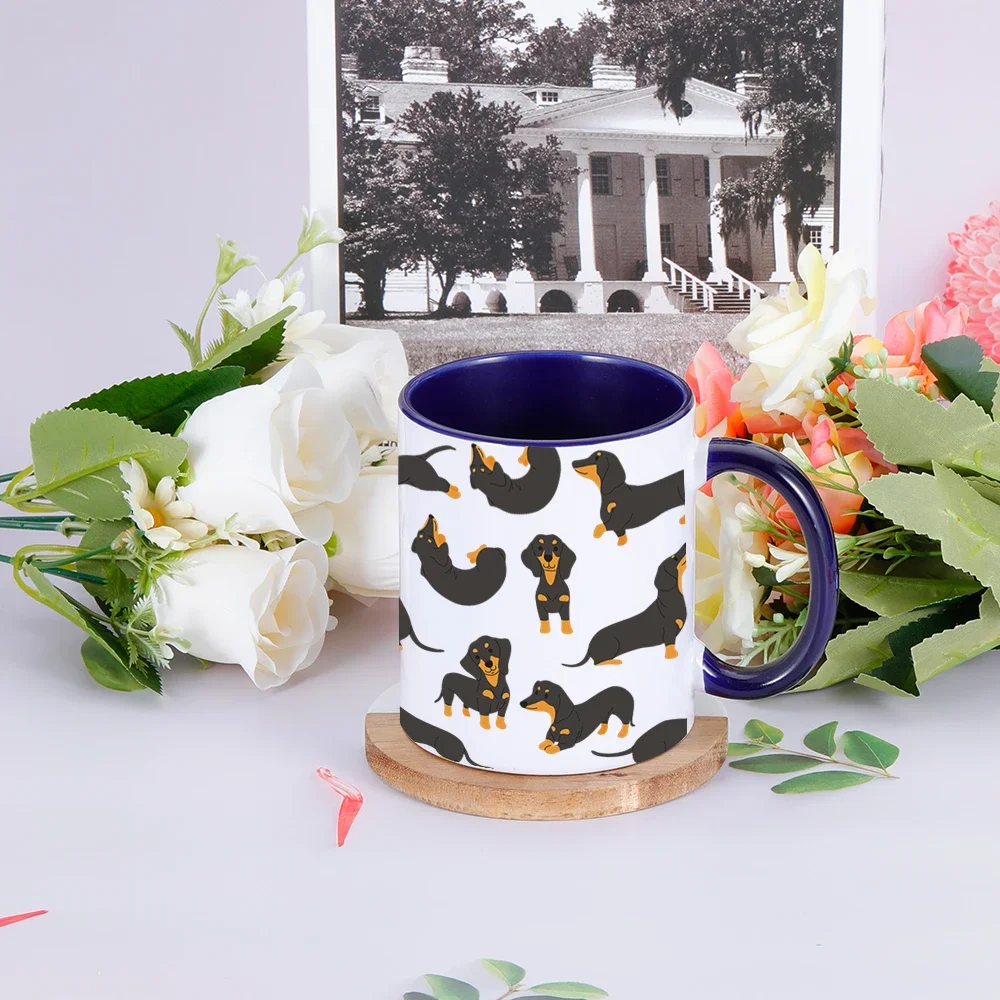 Cute Dachshund Print Coffee Mugs I Love Dachshunds Tea Cocoa Cup Customized Ceramic Cups Unique Gift for Pet Lovers Kids Friends