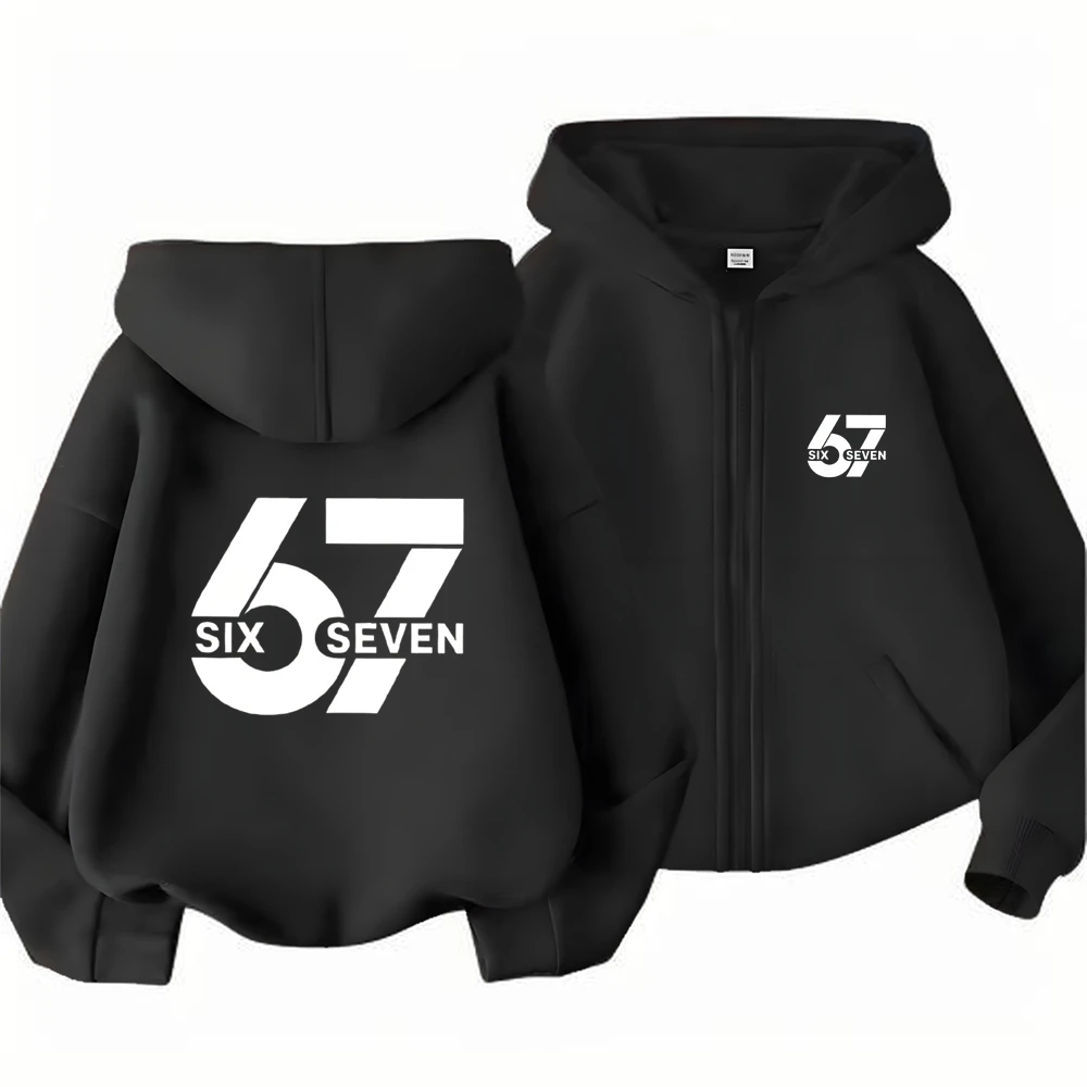 Kinder-Kapuzenjacke mit Reißverschluss, Cardigan-Oberteile, 67 Print, Mädchen, Rosa, Junge, Schwarz, Reißverschlussjacke, Freizeit-Hoodies, Kinder, 3–12 Jahre