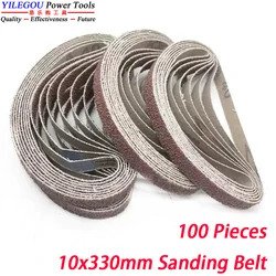 100Pcs 10x330mm Sanding Belt For Welding Spot Grinding. 330 x 10mm Sanding Band With Grit 40# to 600# Use For Pneumatic Sander