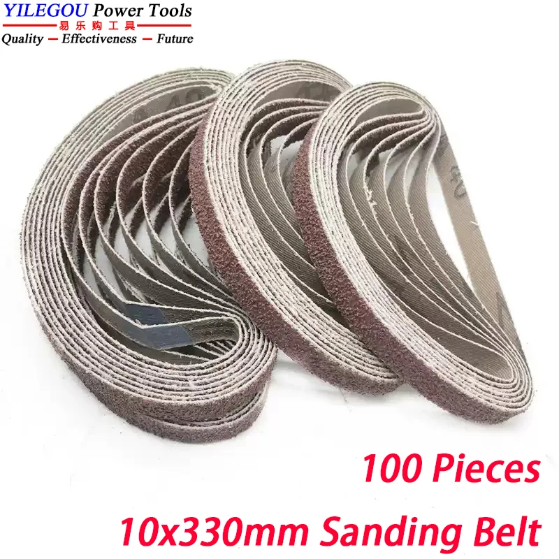 100Pcs 10x330mm Sanding Belt For Welding Spot Grinding. 330 x 10mm Sanding Band With Grit 40# to 600# Use For Pneumatic Sander ﻿