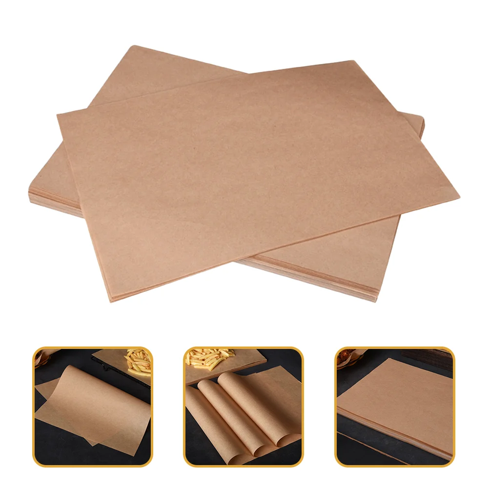 

100 Pcs Oven Greaseproof Paper Toaster Food Wrapping Baking Pan Liner Wood Color