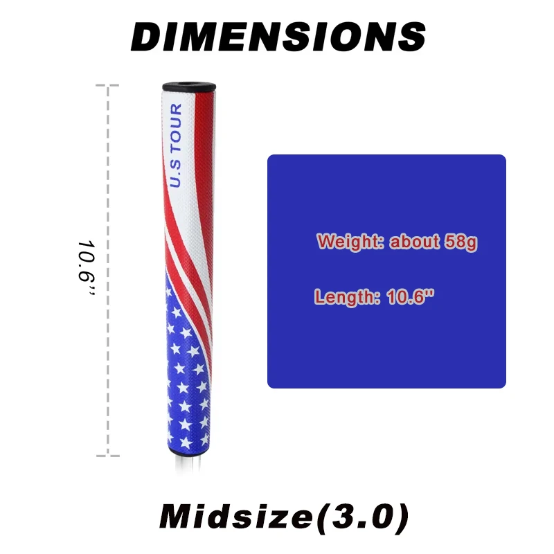 Empuñaduras de Putter CRESTGOLF, empuñaduras de Putter con bandera de Golf de EE. UU., empuñaduras de palo de Golf de PU, agarre de Golf