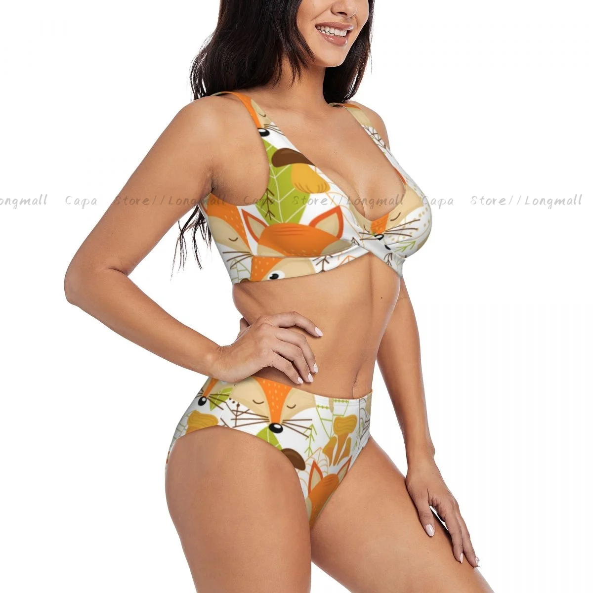 مثير مجموعة البكيني الثعلب وجوه ملابس النساء قطعتين ملابس السباحة بحر الإناث لباس سباحة #1