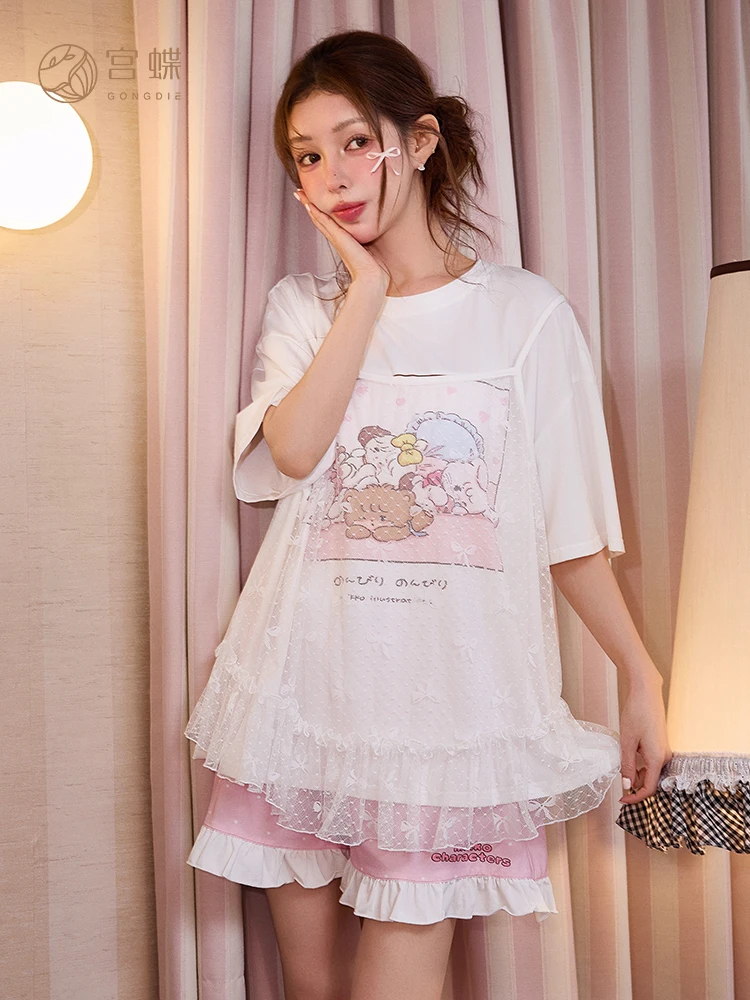 mikko-mesh-pijama-de-dos-piezas-con-efecto-de-malla-para-mujer-algodon-modal-estilo-princesa-dulce-manga-corta-sensacion-fresca-de-verano-tipo-hogar