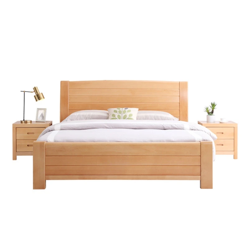 

Full solid wood bed, modern minimalist double bed storage