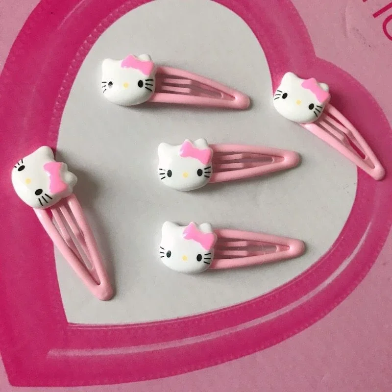 5pcs Sanrio HelloKitty Hair Clip Water Drop Shape Cute High-Looking Fashionable Travel Portable Hair Accessories Children's Gift