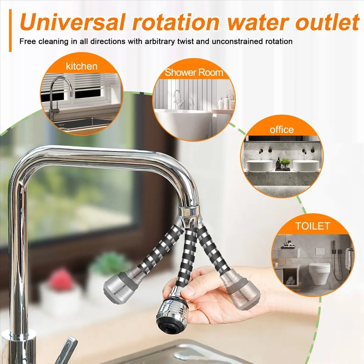 A24I Sink Faucet Sprayer Attachment,Rotatable Anti-Splash Faucet Nozzle Head with Hose - Kitchen Sink Faucet Extender