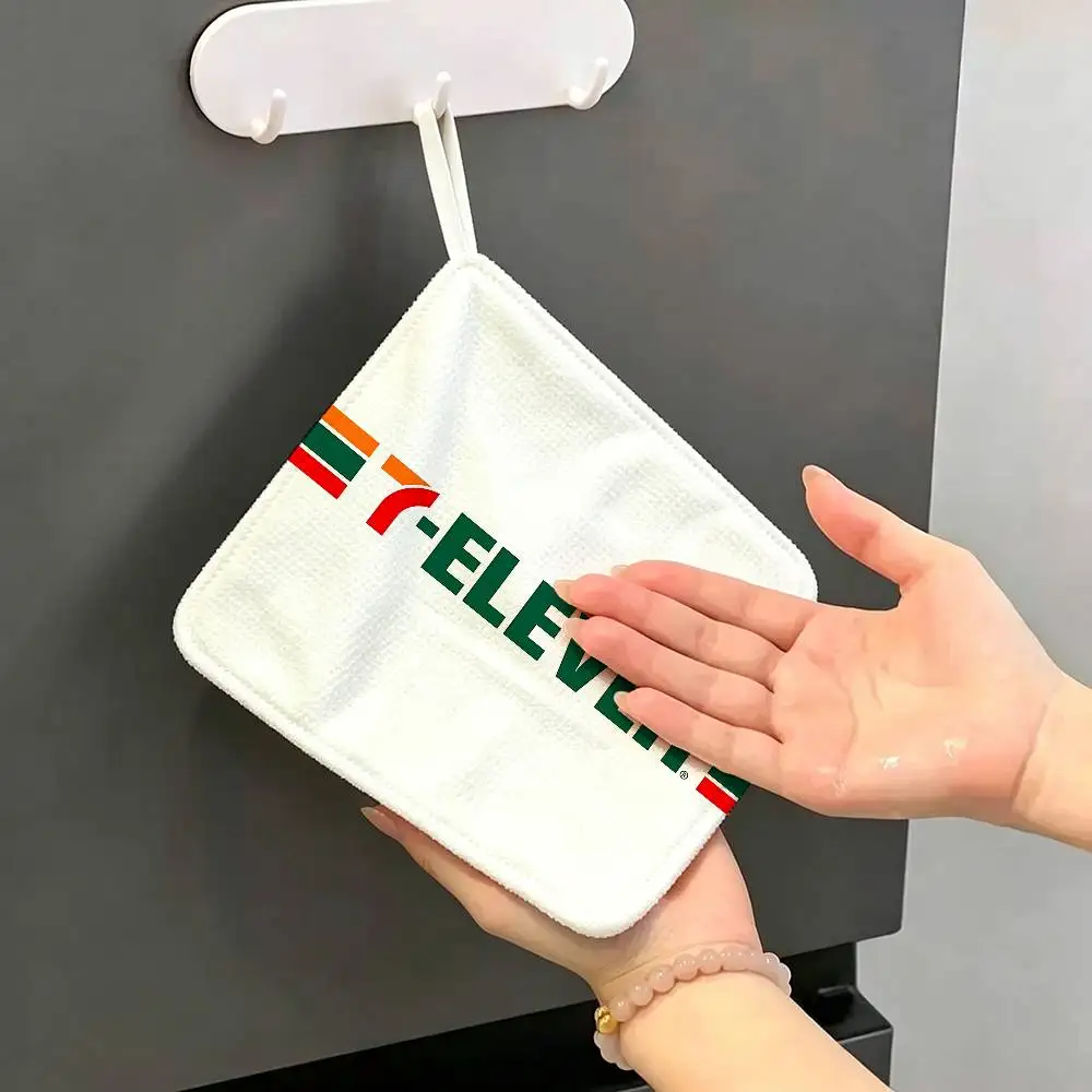 LOGO 7-E-ELEVENS Soft Polyester Cotton Towel, Hanging Kitchen Style Hand Wiping Cloth for Restaurant Home