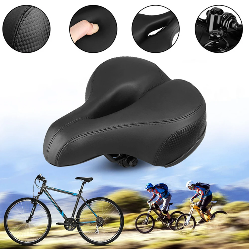 

Thickened Ergonomic Bike Saddle Cushion Mountain Seat Pu Steel Frame Hollow Core Comfortable 25X20X9Cm Black Red