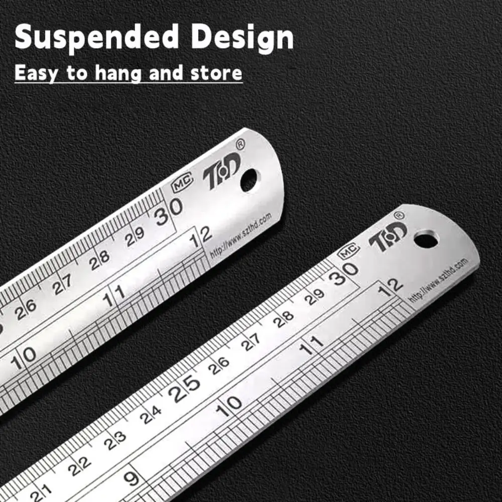 15/20/30/40/50cm Stainless Steel Ruler Double Side Scale Stainless Steel Drawing Ruler Engineer Grade Thickening Straight Ruler