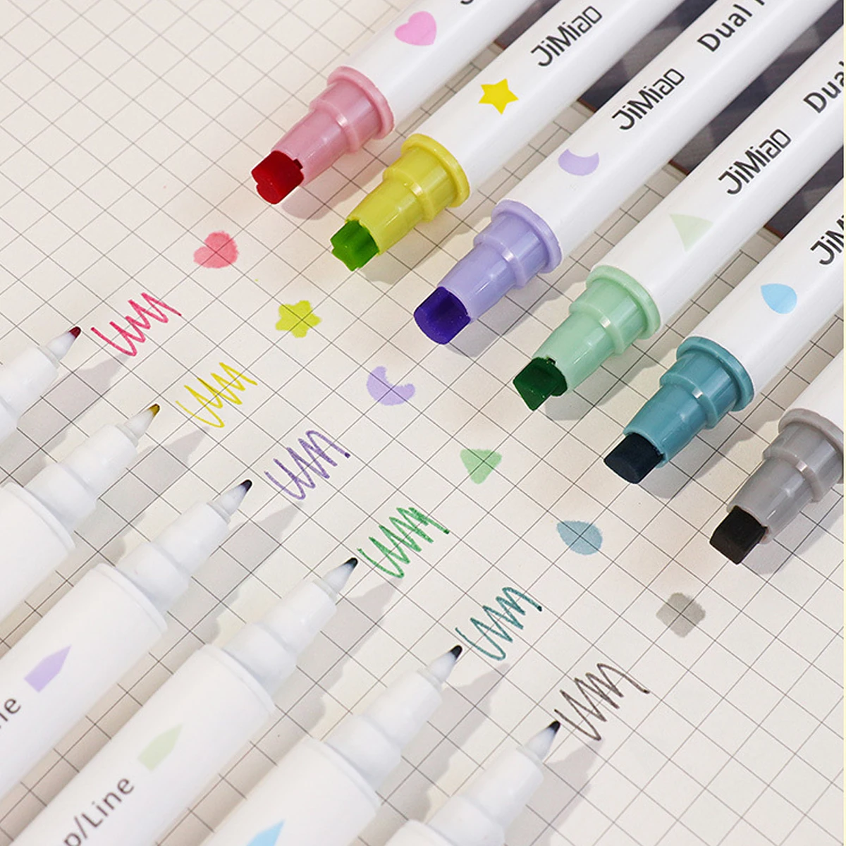 

6-color Double-head Seal Marker Highlighter Pen Marker Painting Diary Children's Gift Kawaii Stationery School Supplies