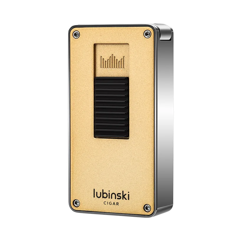 

LUBINSKI зажигалка для сигар, высококачественный цинковый сплав, многофункциональная двойная пожарная прямая зарядка, пылезащитная крышка, складной открывалка