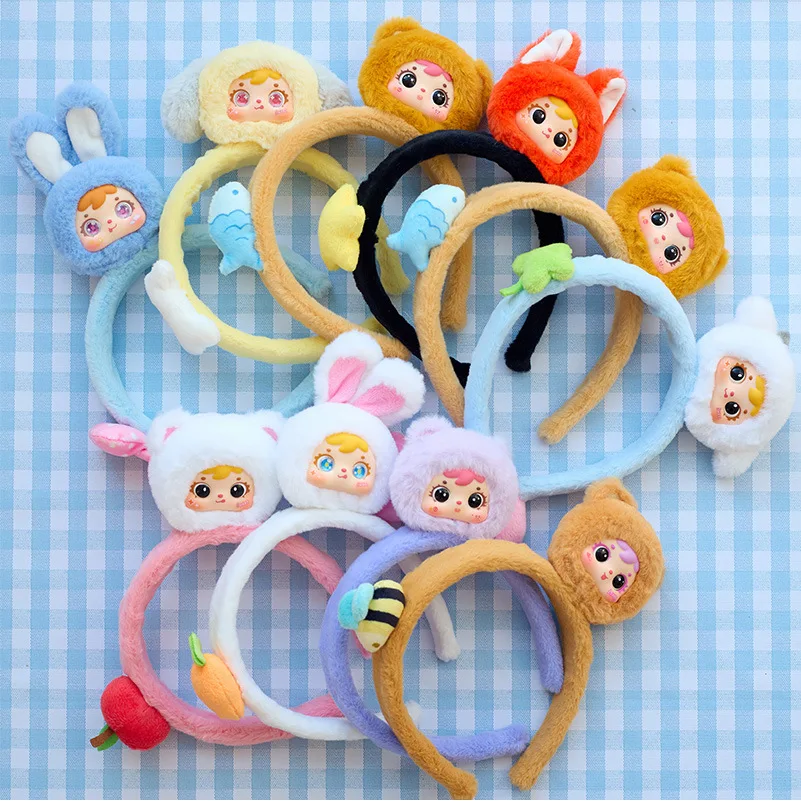 صموئيل الحيوانات هيرباند سلسلة صندوق أعمى أفخم أغطية الرأس Kawaii غطاء الرأس لطيف دمية Topknot صندوق غامض حلية للهدايا #1