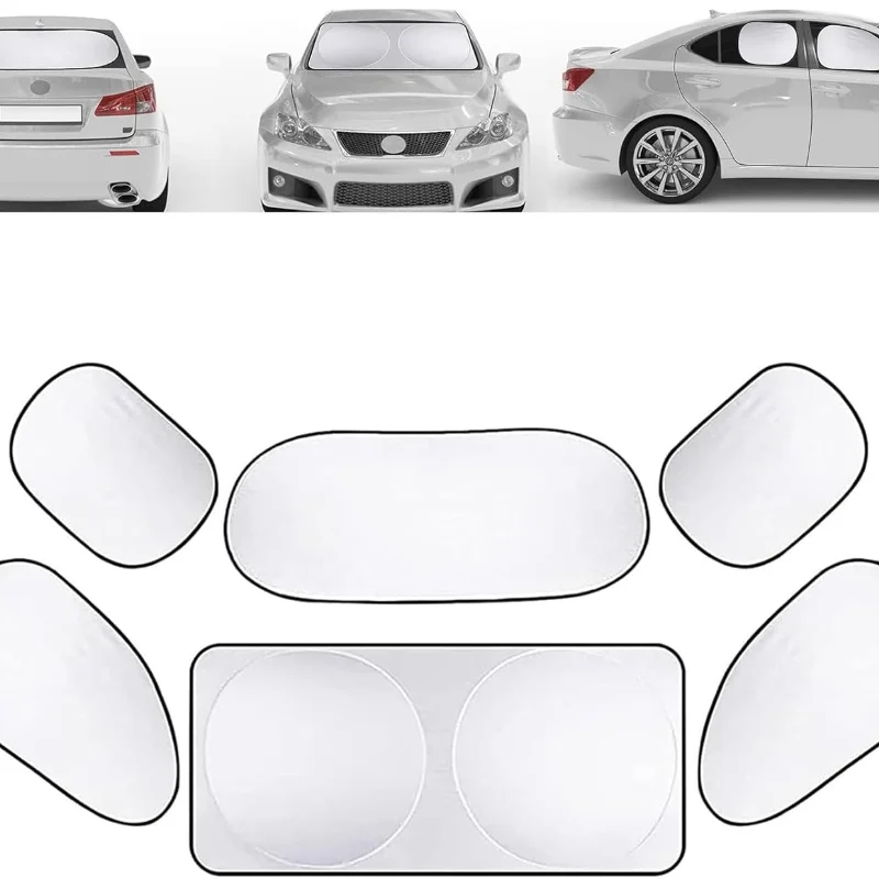 

7 шт. автомобильный солнцезащитный козырек среднего размера, комплект солнцезащитных козырьков на лобовое стекло автомобиля, включает 3 передних и задних солнцезащитных козырька, 4 солнцезащитных козырька на боковое окно