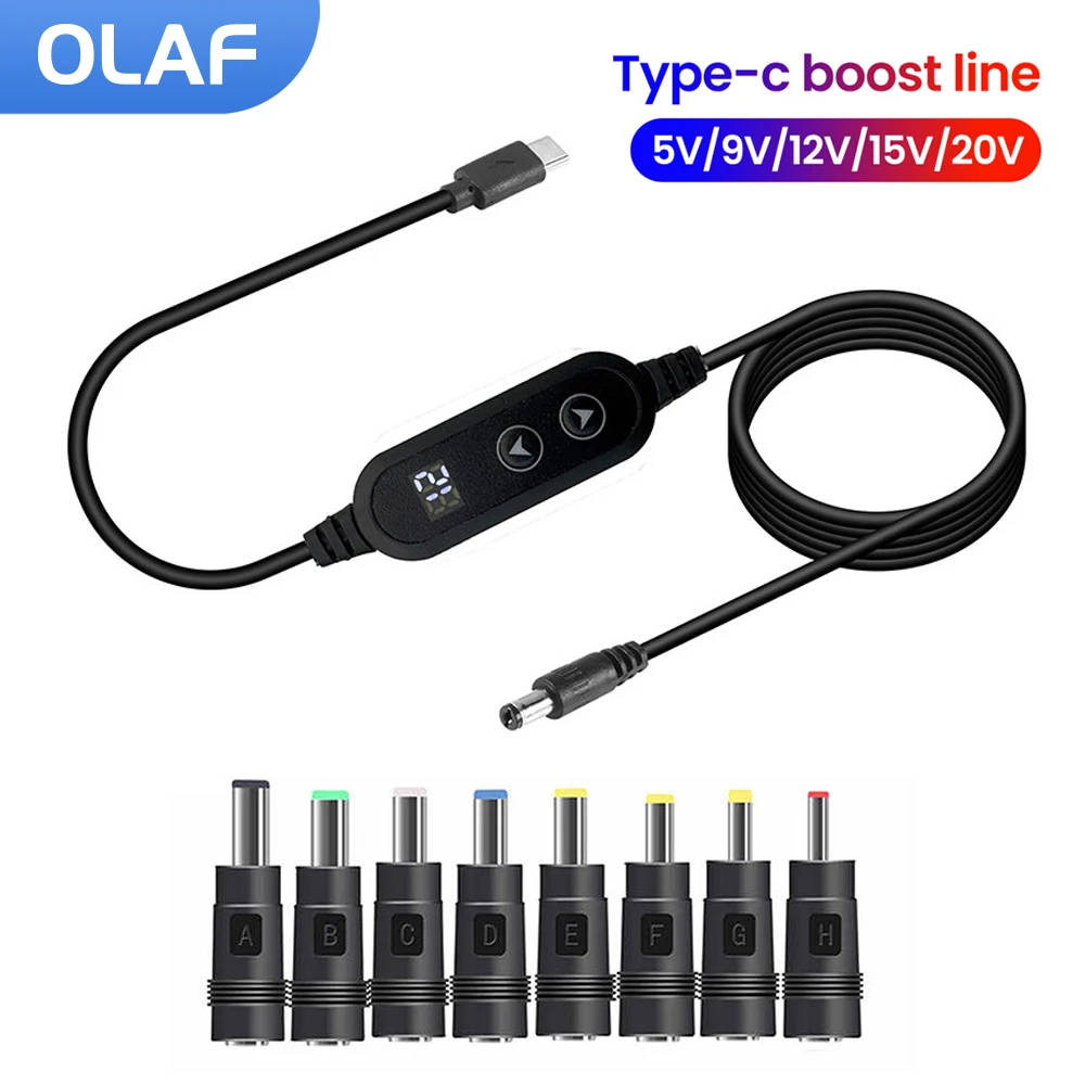 Kabel doładowania zasilania typu C na DC 5 V/9 V/12 V/15 V/20 V Boost Line 8 adapterów USB typu C na złącze DC Jack Szybkie ładowanie do routera Wi-Fi