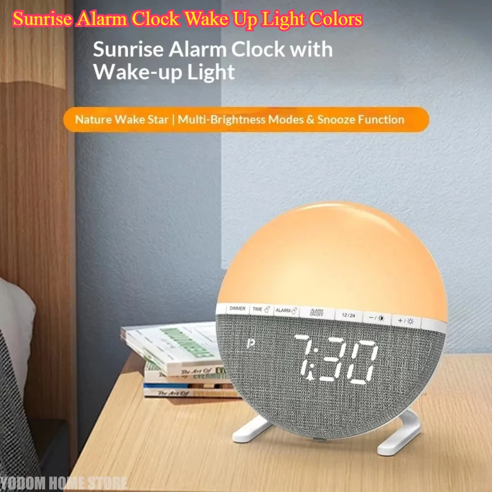 Sunrise Alarm Clock Wake Up Light Colors - Natural Sound Digital Clock for Home Decor Living Room