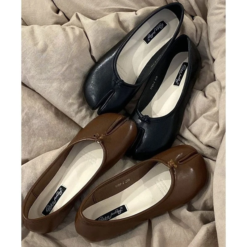 

Балетки с раздельным носком, удобные, с неглубоким вырезом, для весны и осени, модные и повседневные женские балетки-таби