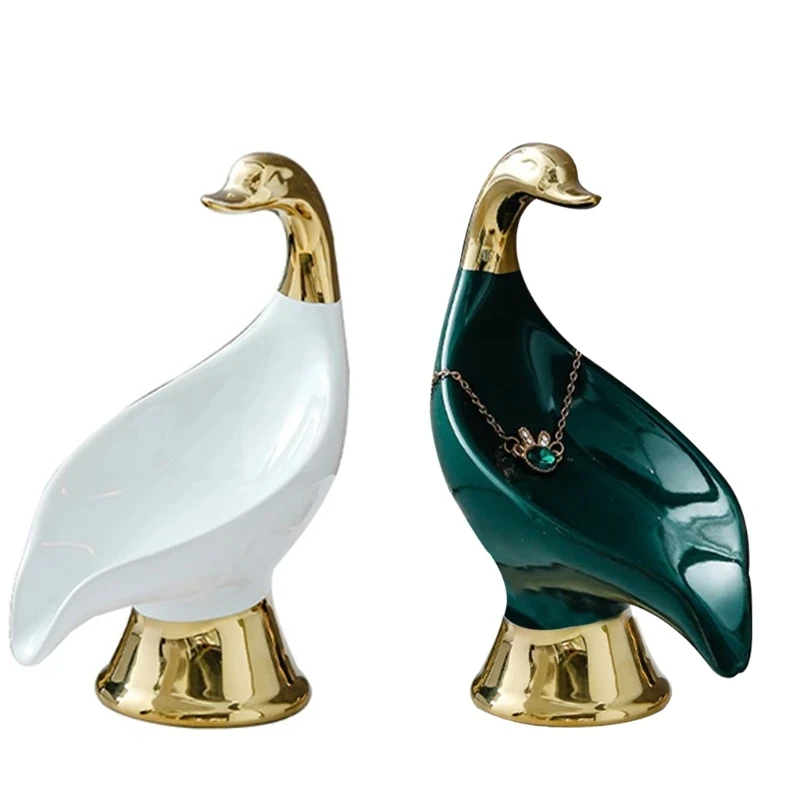 Creative Swan-shaped Ceramic Soap Dish Holder Drain Portable Home Bathroom Hotel Soap Box Tray Bathroom Accessories Crafts