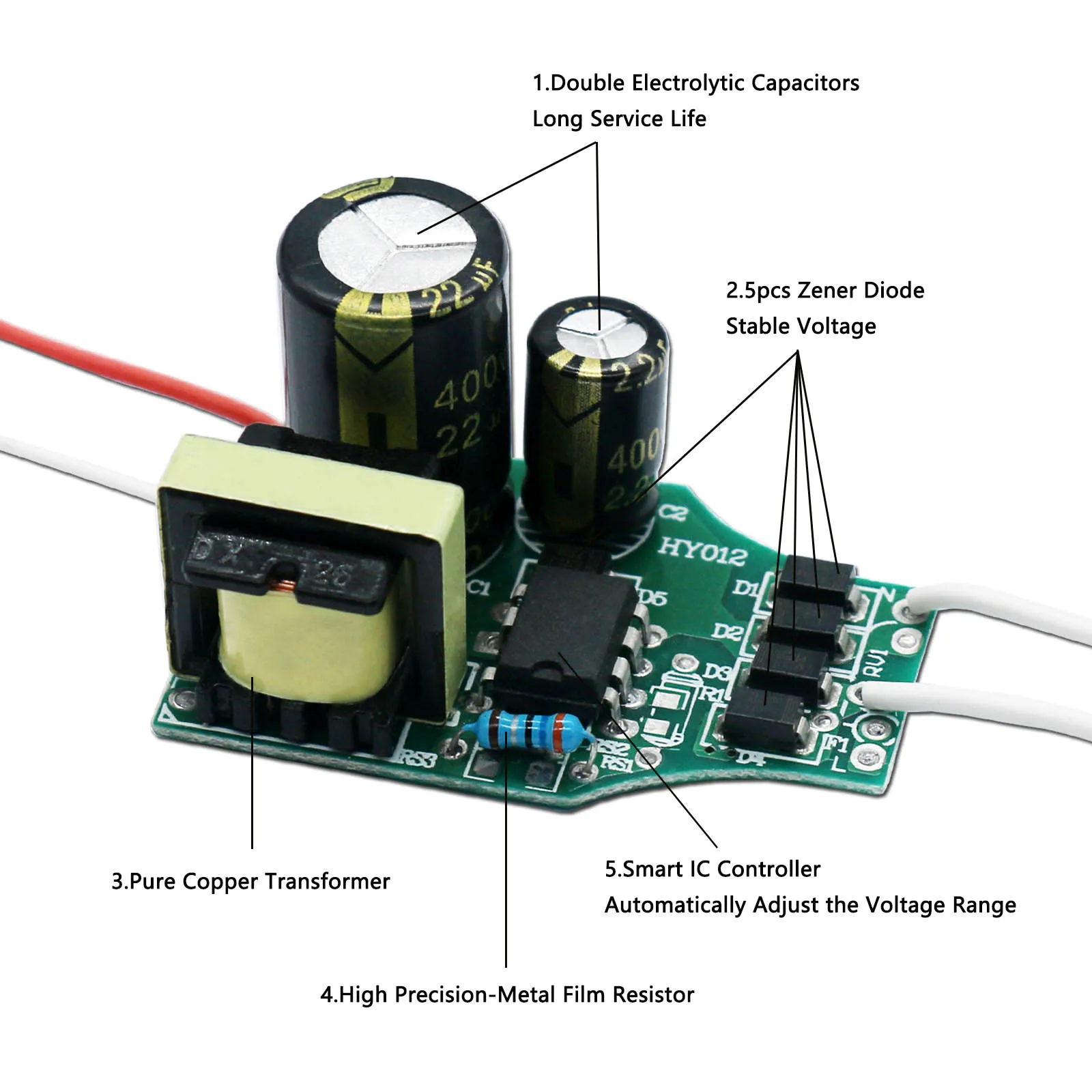 Imagem -06 - Fonte de Alimentação de Driver de Led Não Isolada 50w Corrente Constante Dc100130v 340360ma Tensão de Equilíbrio Automático Transformador de Led para Led Diy