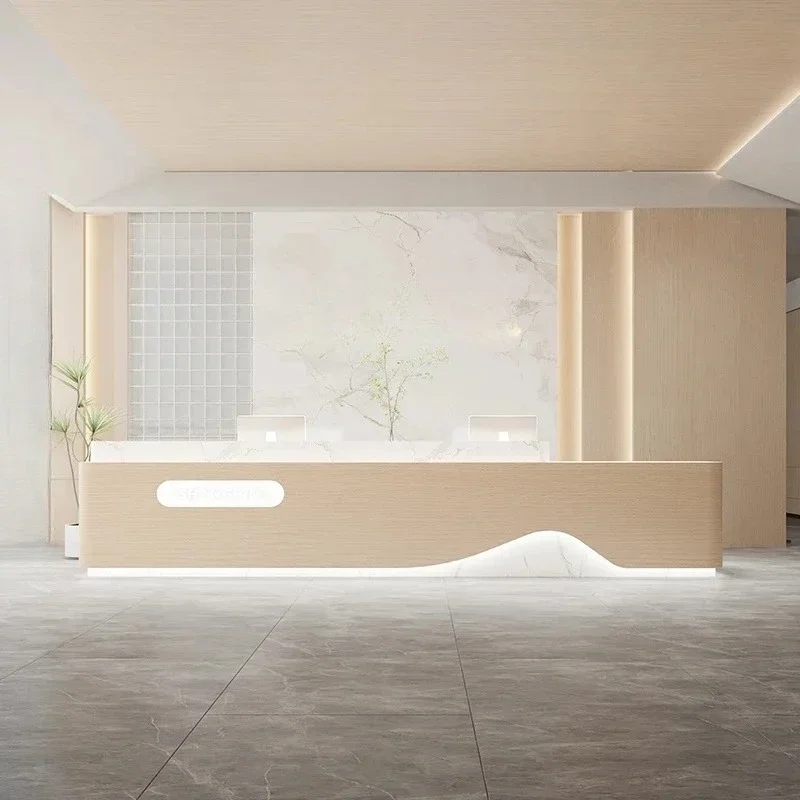 

Beauty Center Reception Aesthetic Furniture Salon Counter Table Professional Office Front Desk Receptionist Muebles Modern