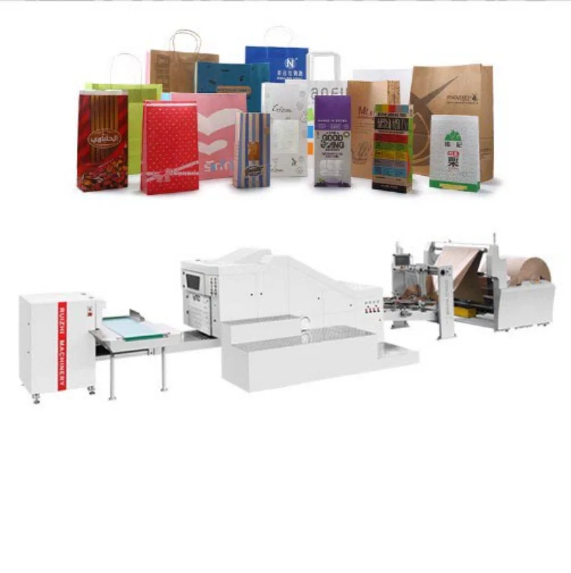 China Disposable  Automatic Square Bottom Paper Bag Making Machine PLC Control Fully Automatic Various Style Printing Equipmment