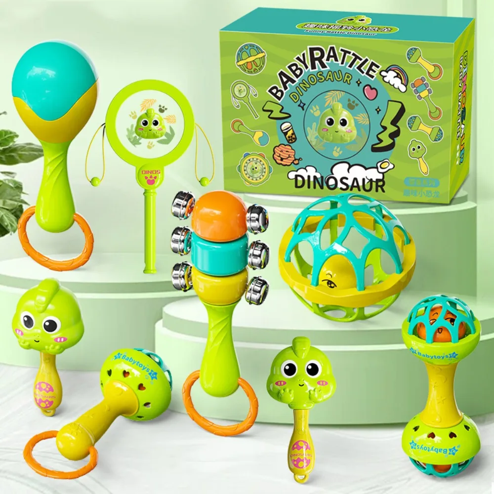 8/9pcs New Colorful Cartoon Shape Baby Rattle Toy Lightweight Plastic Sensory Toy Handbell Wave Drum Early Educational Toys
